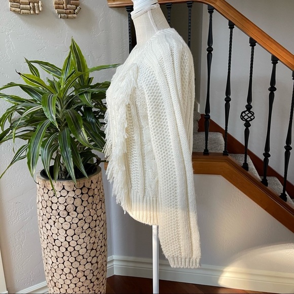 Anthropology Elsamanda Wool & Alpaca Fringed Sweater Italian Made NWT Size: L - Picture 5 of 7